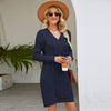 Marineblaues langes Sweaterkleid