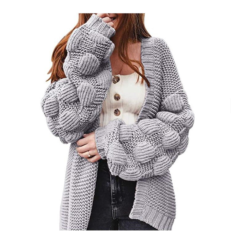 Damen Strickjacke mit strukturierten Ärmeln WW