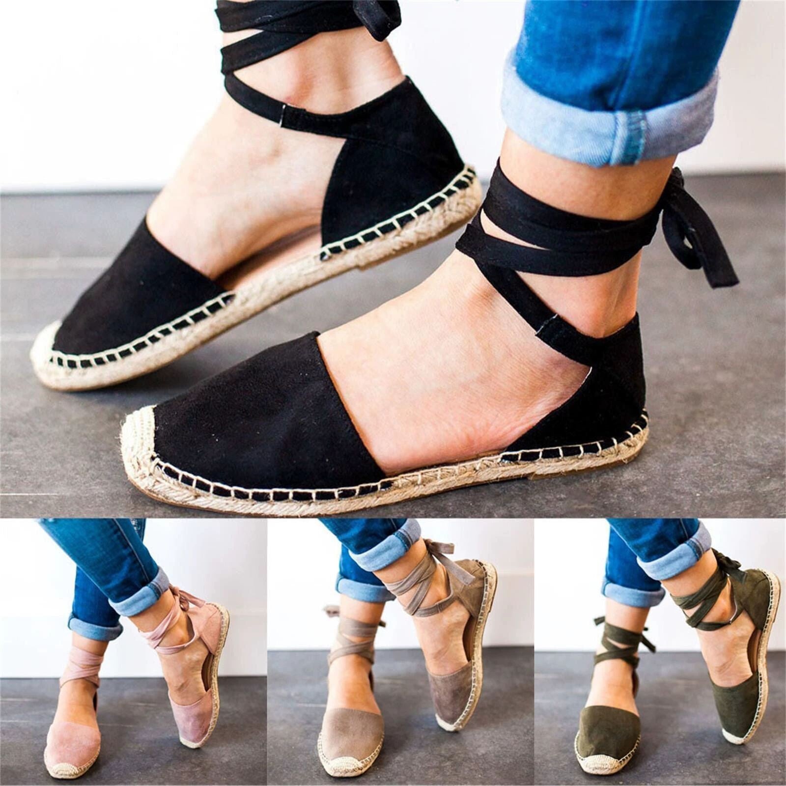 Damen Espadrilles mit verstellbarem Knöchelriemen und komfortabler Espandrillesohle WW