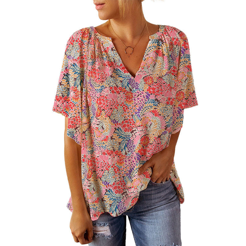 Damen Bluse mit floralem Design und lockerem Schnitt WW