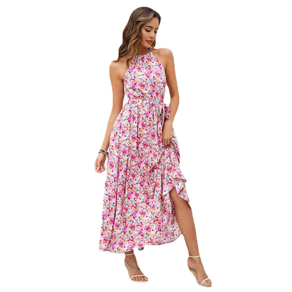 Damen Maxikleid mit romantischem Blumenmuster und tailliertem Schnitt W&W Mode