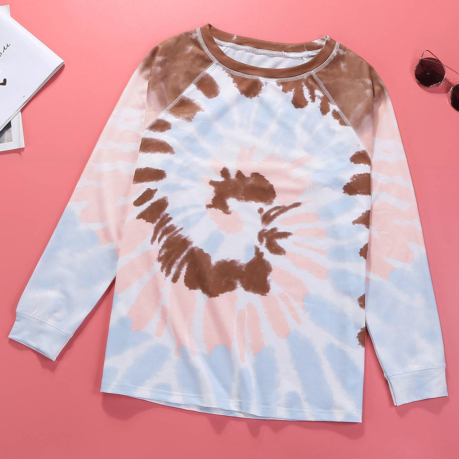 Damen Langarm-T-Shirt mit modernem Batik-Muster und lässigem Schnitt WW