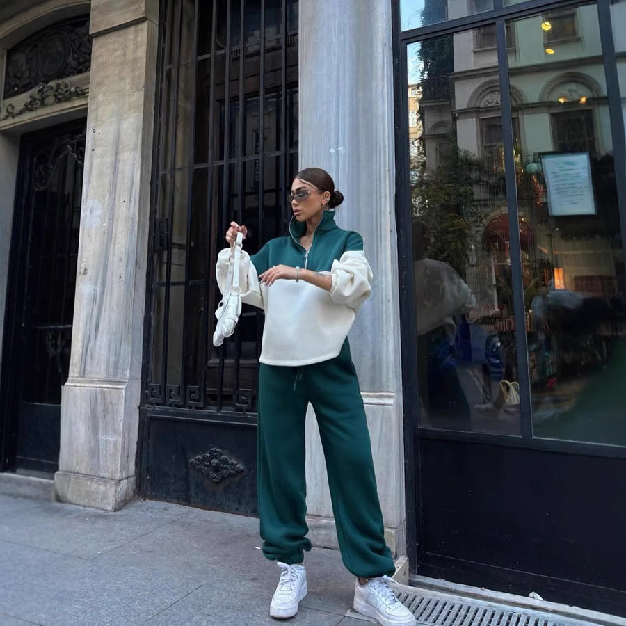 Damen Relaxed-Fit Sweatshirt und komfortable Sporthose Set WW