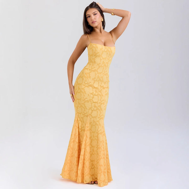 Damen Figurbetontes Abendkleid mit luxuriösem Spitzenmuster und elegantem Schnitt W&W Mode