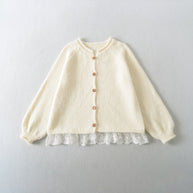 Damen Strickjacke mit elegante Spitzenverzierung WW