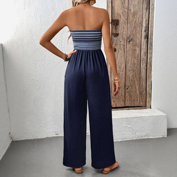 Damen Jumpsuit mit Bandeau-Oberteil und weitem Bein W&W Mode