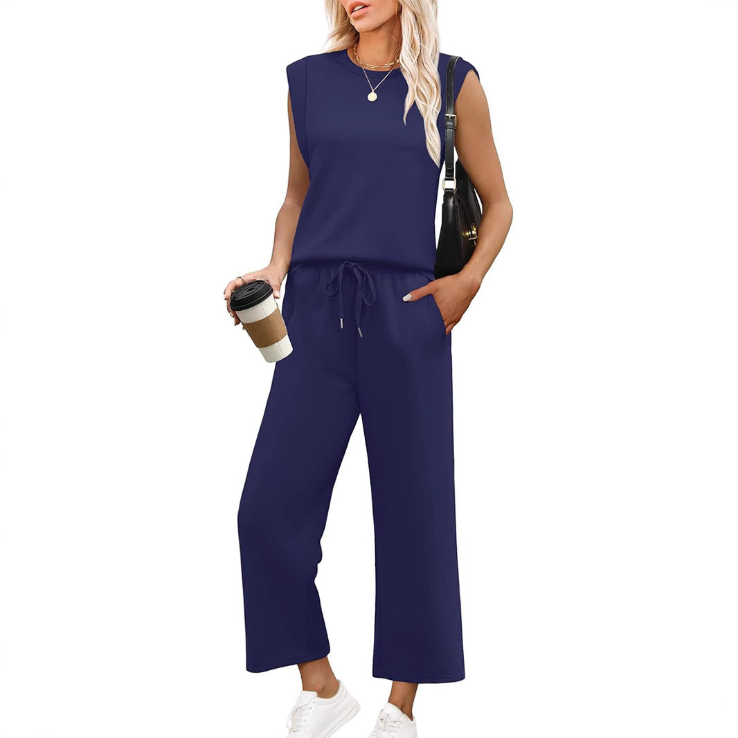 Damen Relaxed Fit Jumpsuit mit verkürzten Ärmeln und bequemem Bund WW