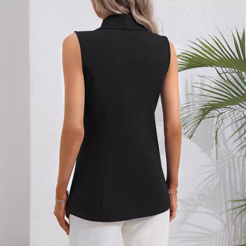 Damen ärmellose Blazerjacke mit elegantem Schnitt und taillierter Silhouette WW