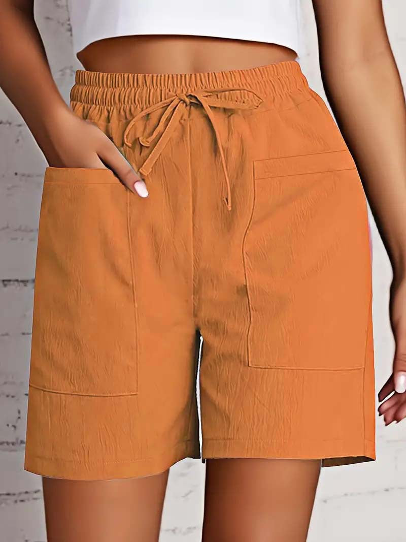 Damen entspannte Shorts mit breitem Gummibund und praktischen Taschen WW