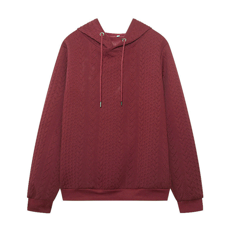 WW Jacquard Kapuze Schnürung langärmliges lockeres Sweatshirt