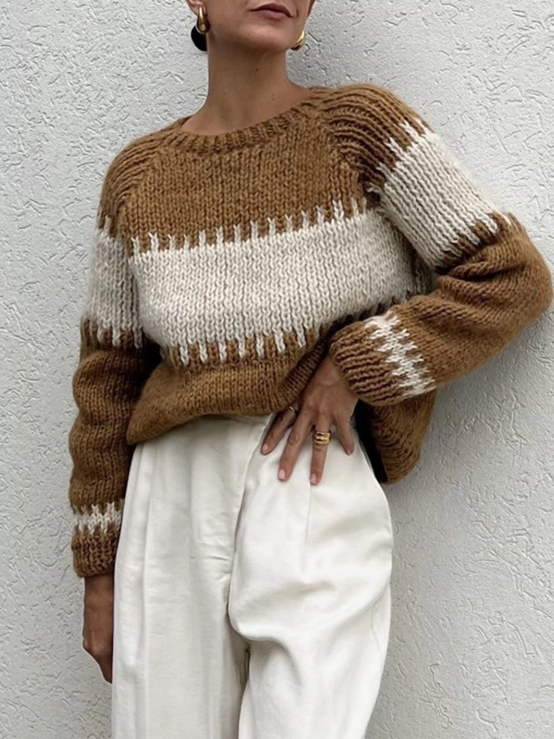 Damen gestrickter Oversized Pullover W&W Mode