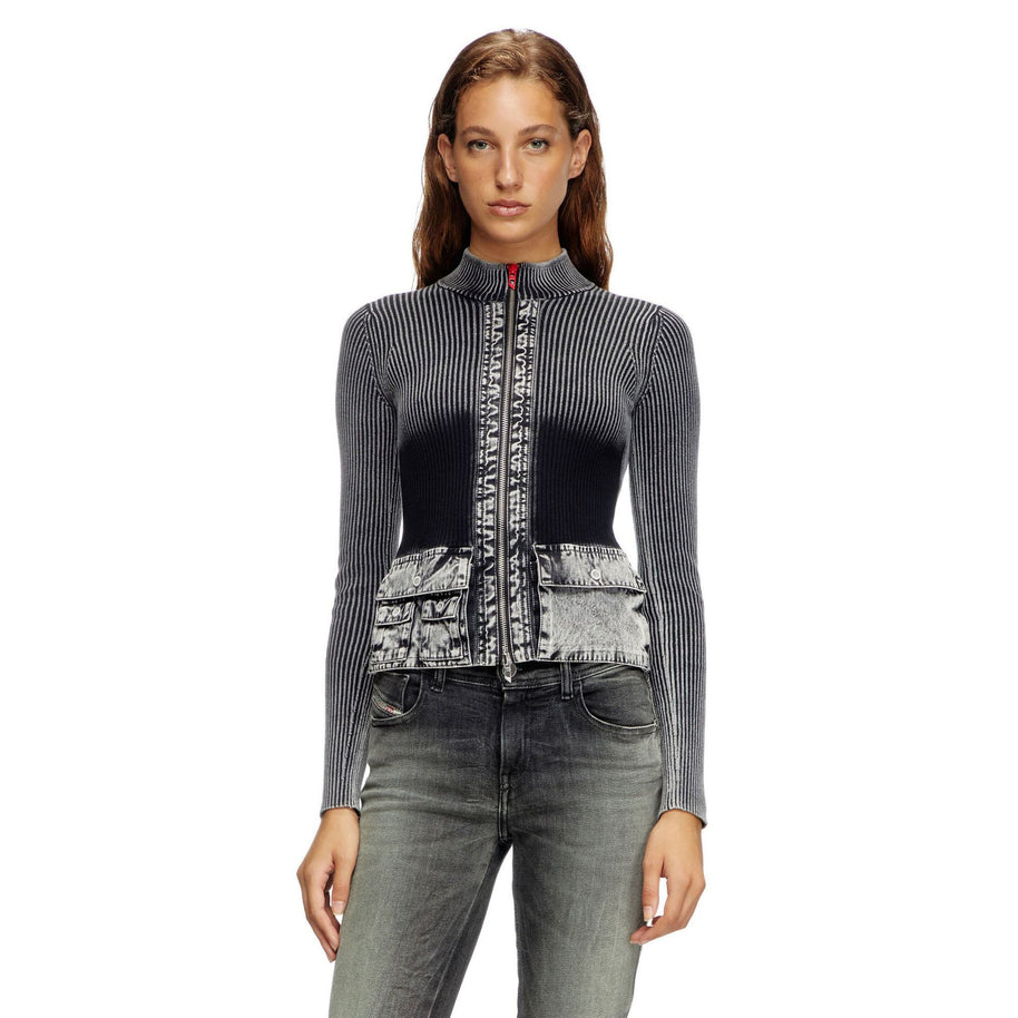 Damen Strickjacke mit denim-inspirierten Taschen und modernem Schnitt WW