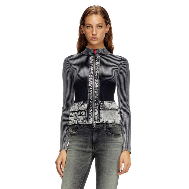 Damen Strickjacke mit denim-inspirierten Taschen und modernem Schnitt WW