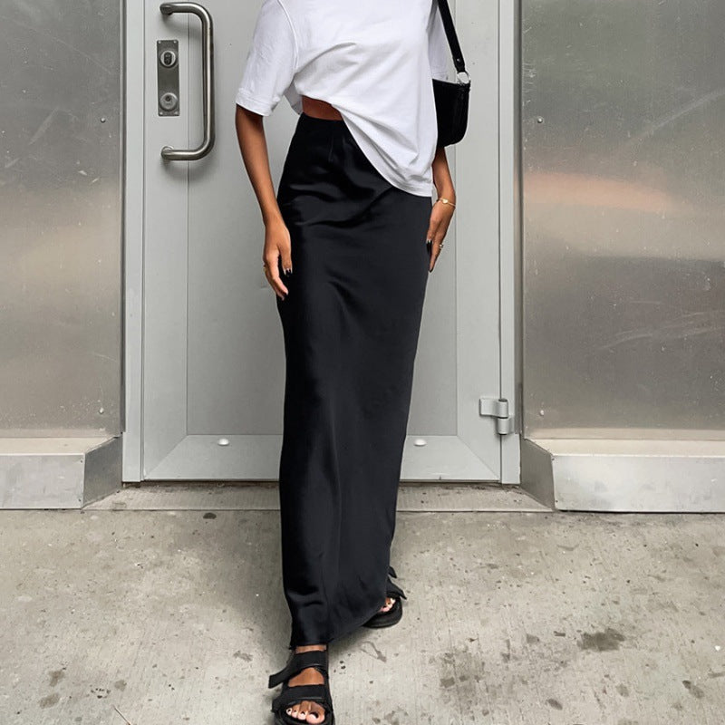 Damen Hochtaillierter Falten Maxi Rock WW