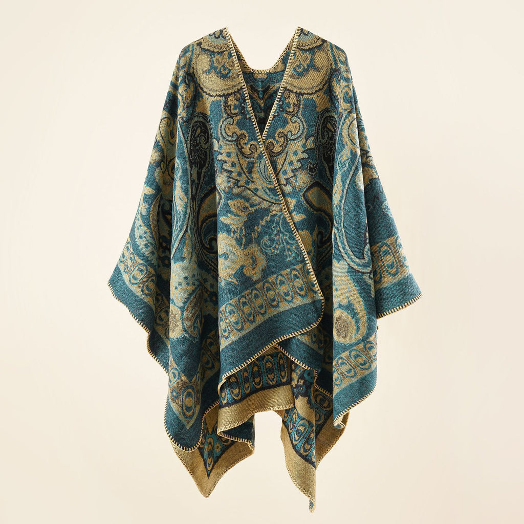 Damen Eleganter Poncho mit kunstvollem floralen Muster und luxuriösem Feel WW