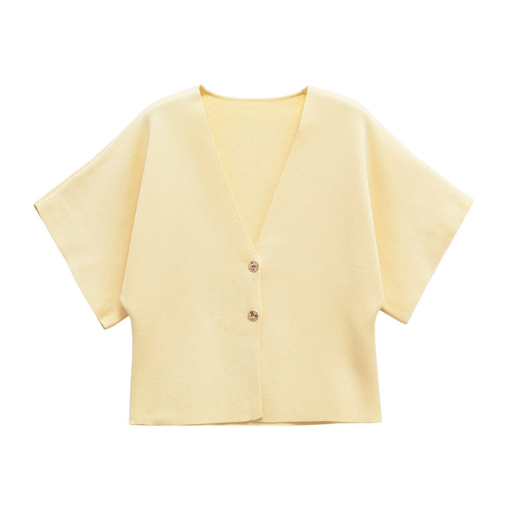 Damen leichte Strickjacke mit elegantem V-Ausschnitt und luxuriösen Knopfdetails W&W Mode