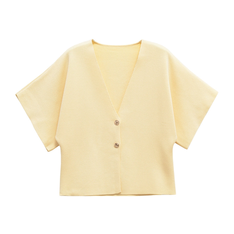 Damen leichte Strickjacke mit elegantem V-Ausschnitt und luxuriösen Knopfdetails WW
