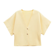 Damen leichte Strickjacke mit elegantem V-Ausschnitt und luxuriösen Knopfdetails WW