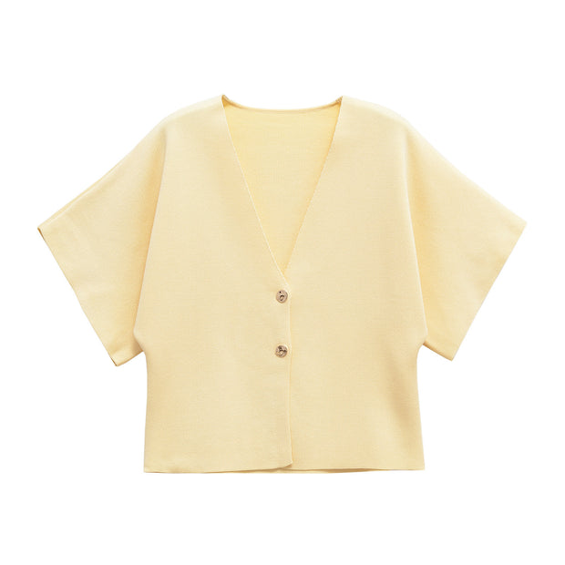 Damen leichte Strickjacke mit elegantem V-Ausschnitt und luxuriösen Knopfdetails WW