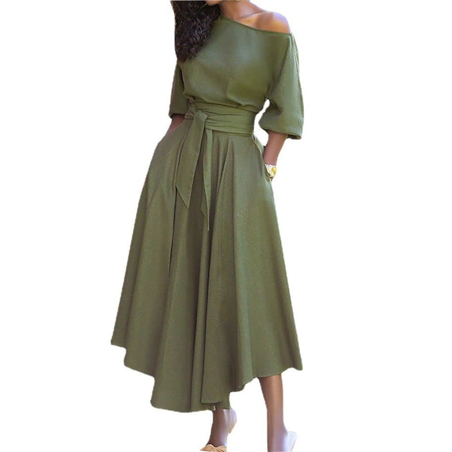 Damen Elegantes Wickelkleid mit asymmetrischem Schnitt und praktischen Taschen WW