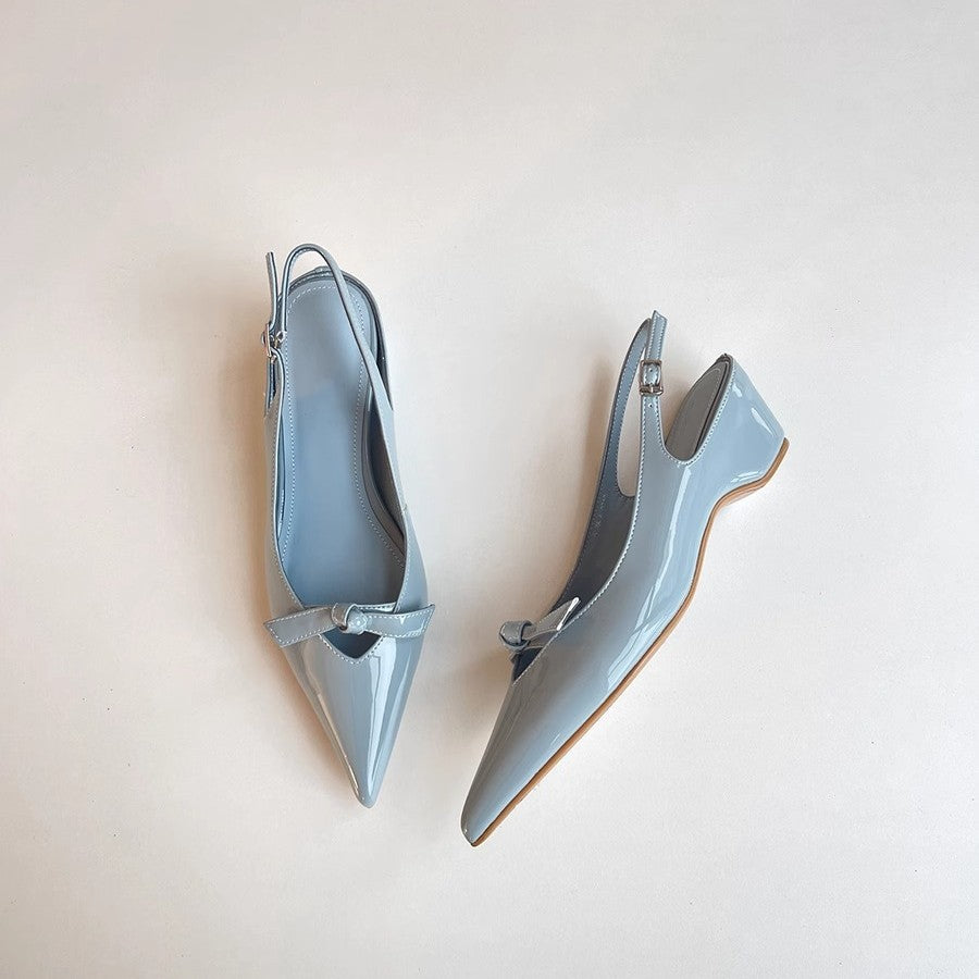 Damen Slingback Ballerinas mit spitzer Zehenpartie und dekorativem Bogen WW