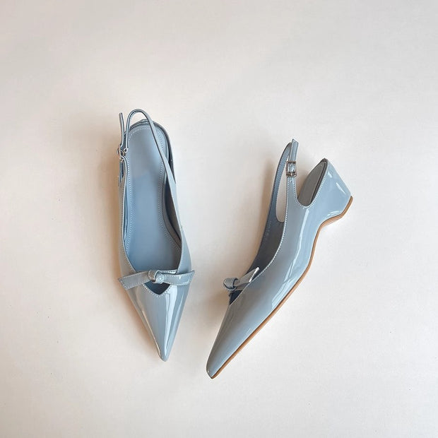 Damen Slingback Ballerinas mit spitzer Zehenpartie und dekorativem Bogen WW