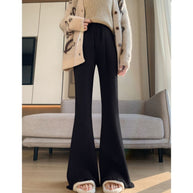 Damen Bequeme Ripp-Strickhose mit weitem Bein WW