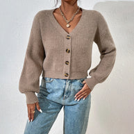 Damen Strickjacke mit strukturiertem Schnitt und dekorativen Knöpfen WW