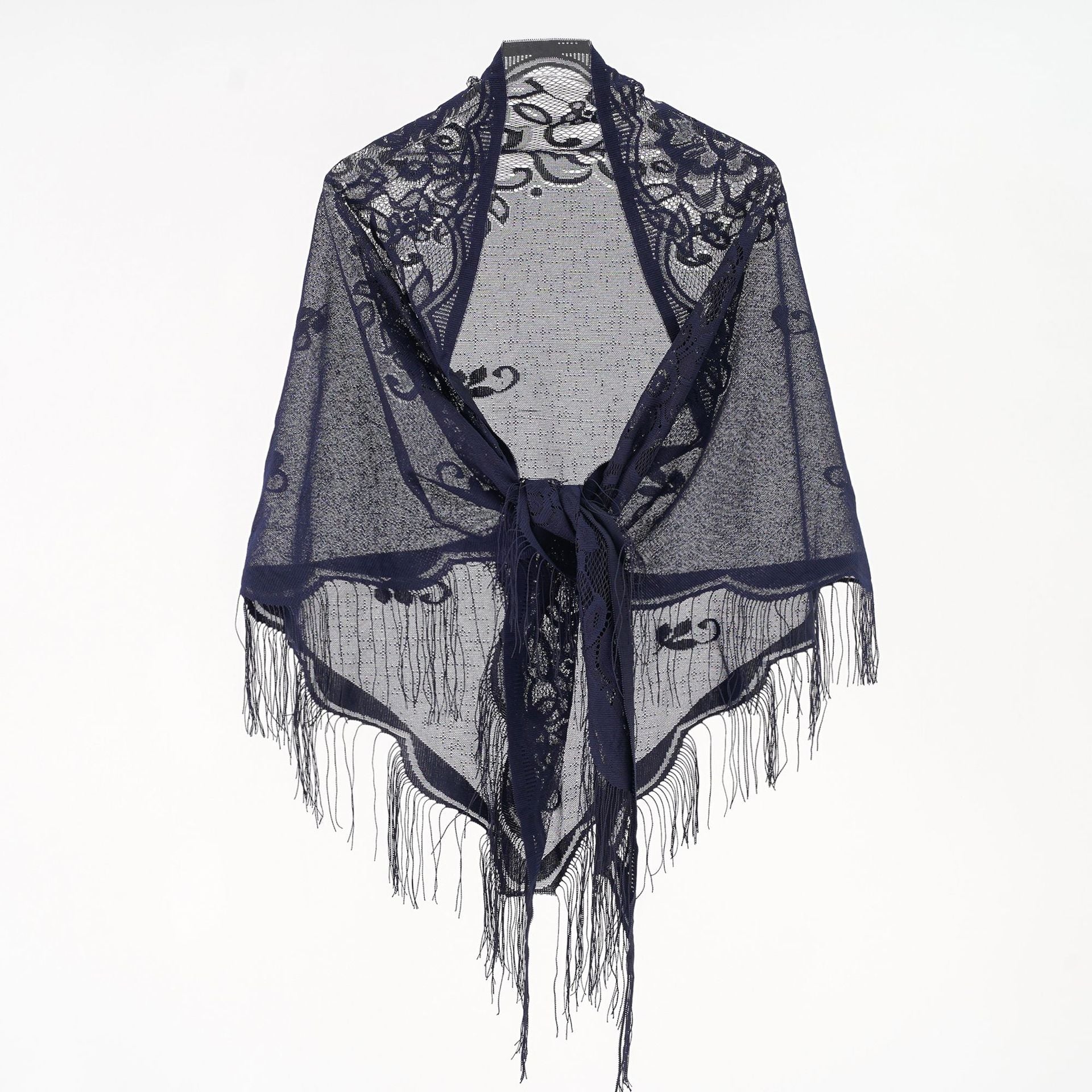Damen Eleganter Chiffon-Schal mit kunstvollen Fransen WW