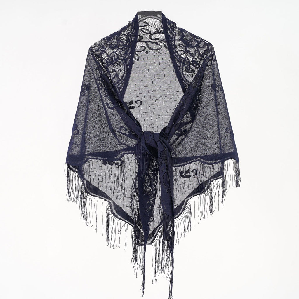 Damen Eleganter Chiffon-Schal mit kunstvollen Fransen WW