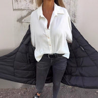 Damen lässige Hemdbluse mit Volantärmeln WW