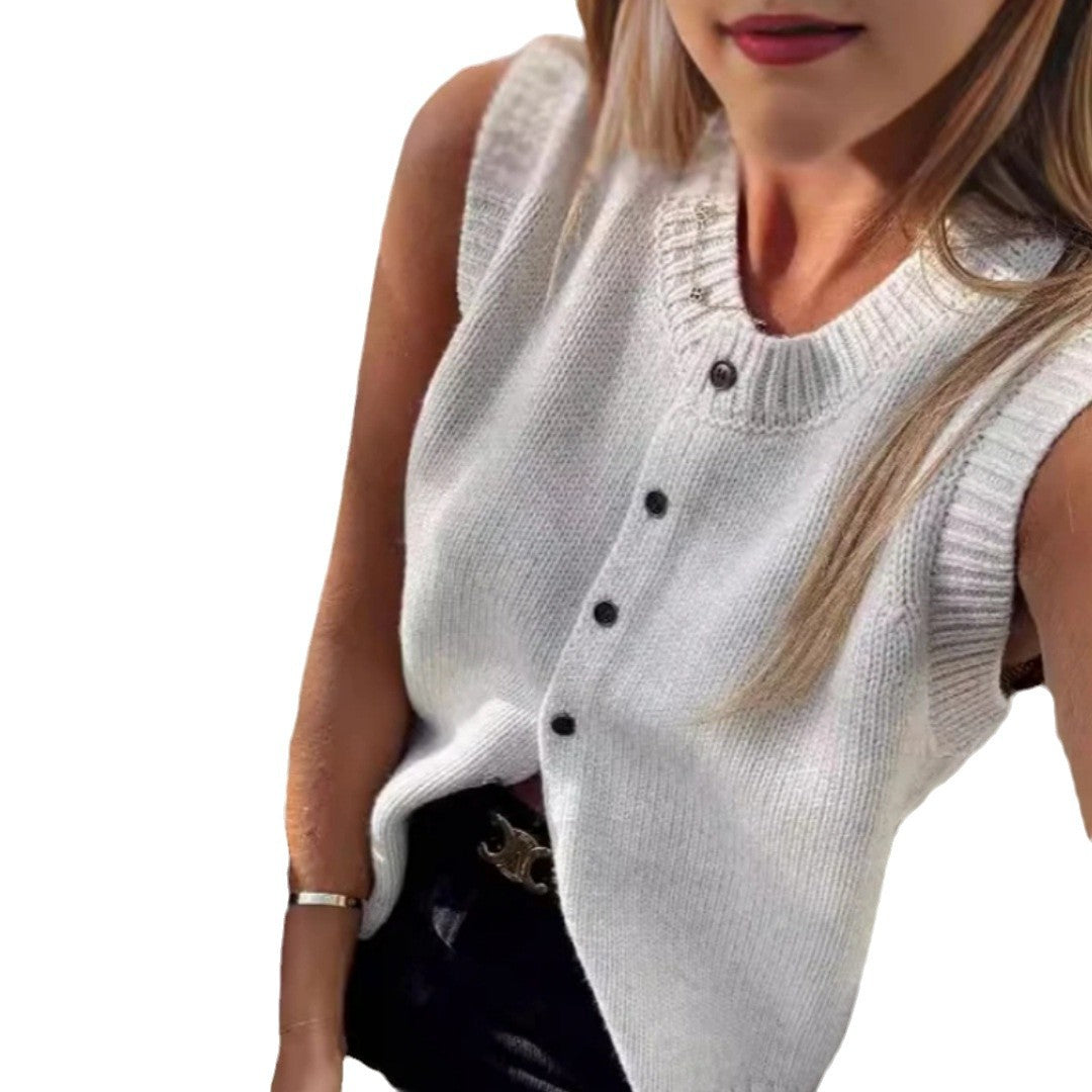 Damen Strickweste mit Knopfleiste und modernem Schnitt WW