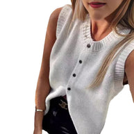 Damen Strickweste mit Knopfleiste und modernem Schnitt WW