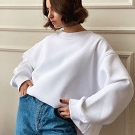 Damen Oversized Sweatshirt mit dropped Shoulder und weichem Fleece-Waren WW