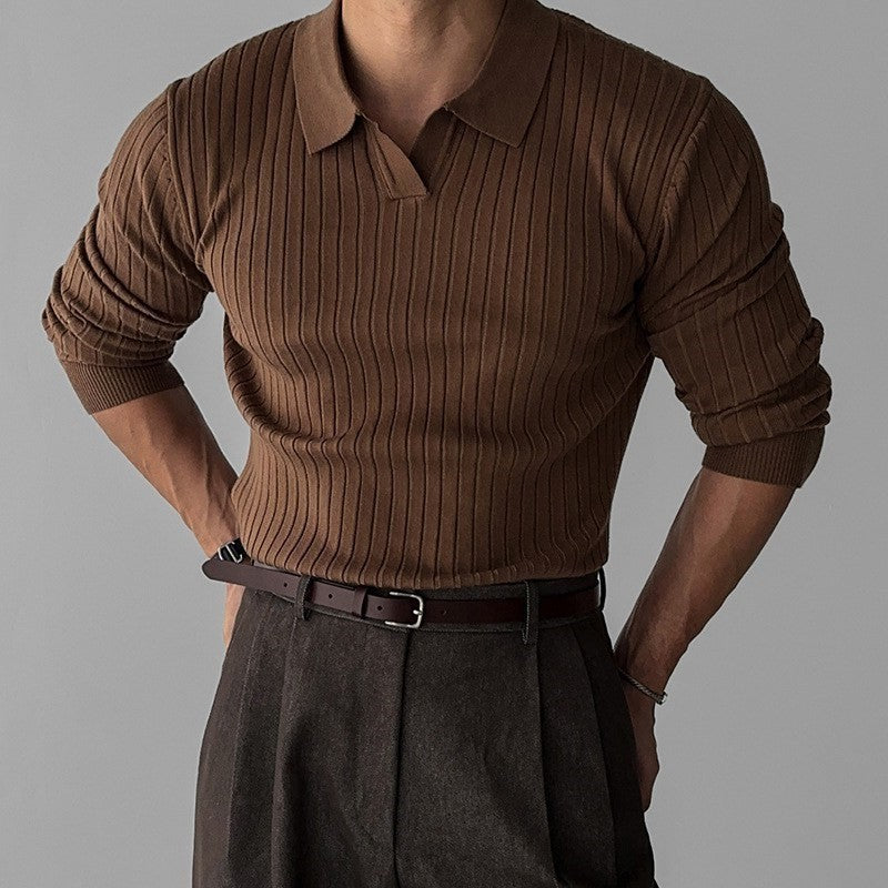 Herren Pullover mit strukturiertem Rippdesign und klassischem Kragen WW