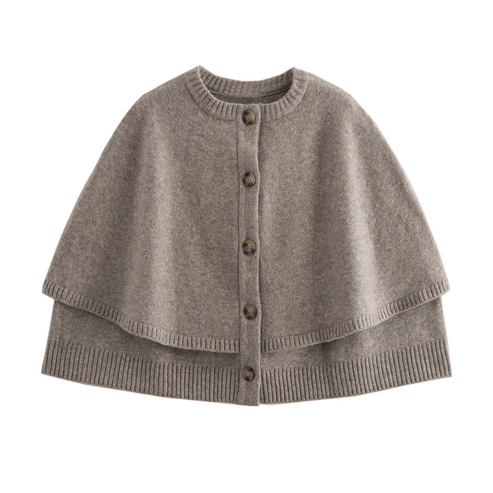 Damen weiches Strick-Cape mit Knöpfen W&W Mode