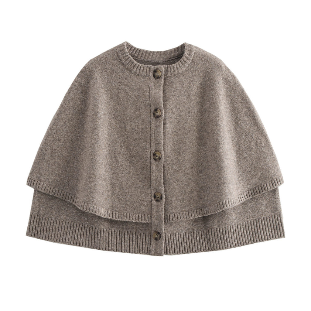 Damen weiches Strick-Cape mit Knöpfen WW