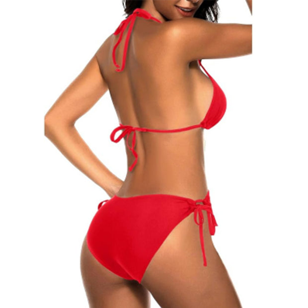 Damen Triangel-Bikini-Set mit verstellbaren Trägern und minimalistischem Design WW