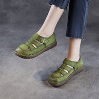 Damen Stilvoller Offener Zeh Leder Sandalen mit Verstellbarem Schnallen WW