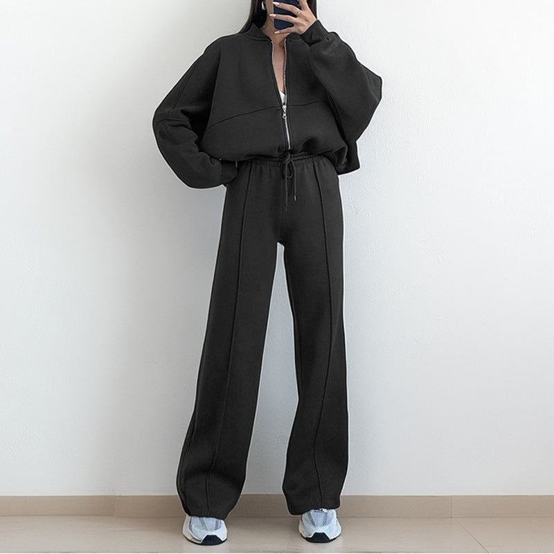 Damen lässiger Zweiteiler mit oversized Hoodie und eleganter Hose W&W Mode
