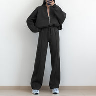 Damen lässiger Zweiteiler mit oversized Hoodie und eleganter Hose WW