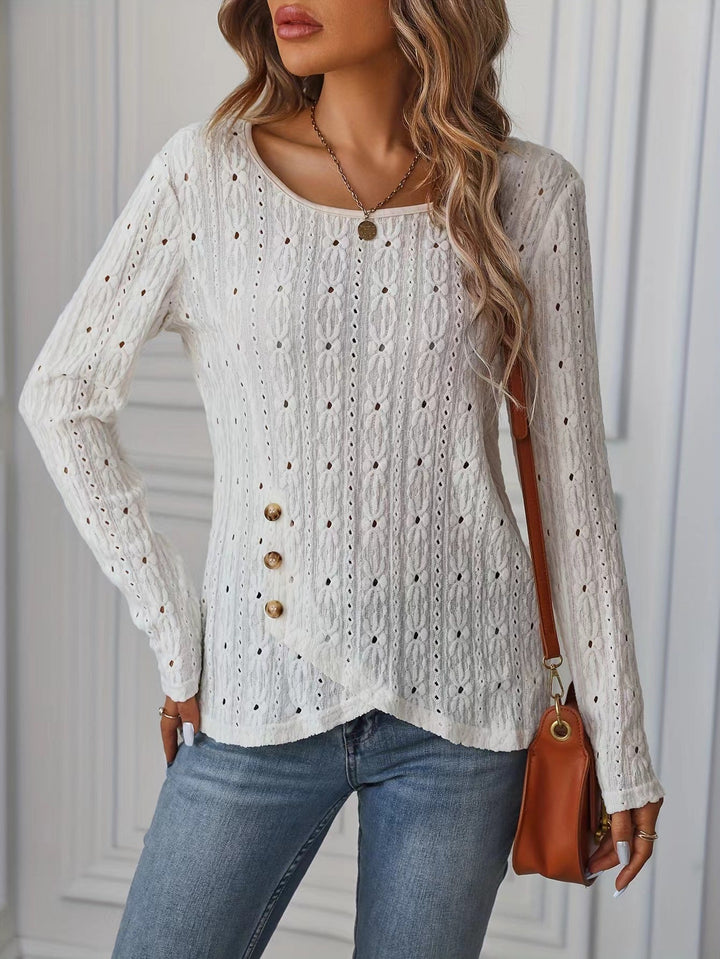 W&W Mode | Langarm Strickjacquard Knopfoberteil