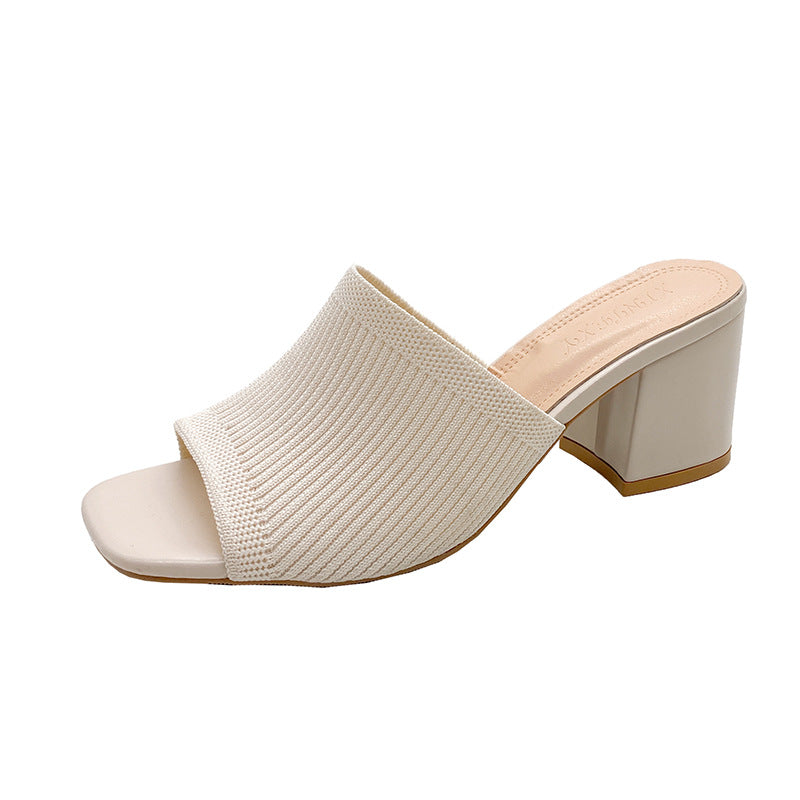 Damen Mules mit strukturiertem Obermaterial und stabilem Blockabsatz WW