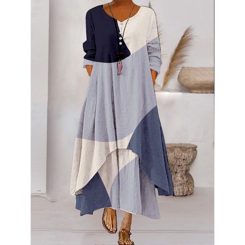 WW | Maxikleid mit Langen Ärmeln und Knopfverschluss