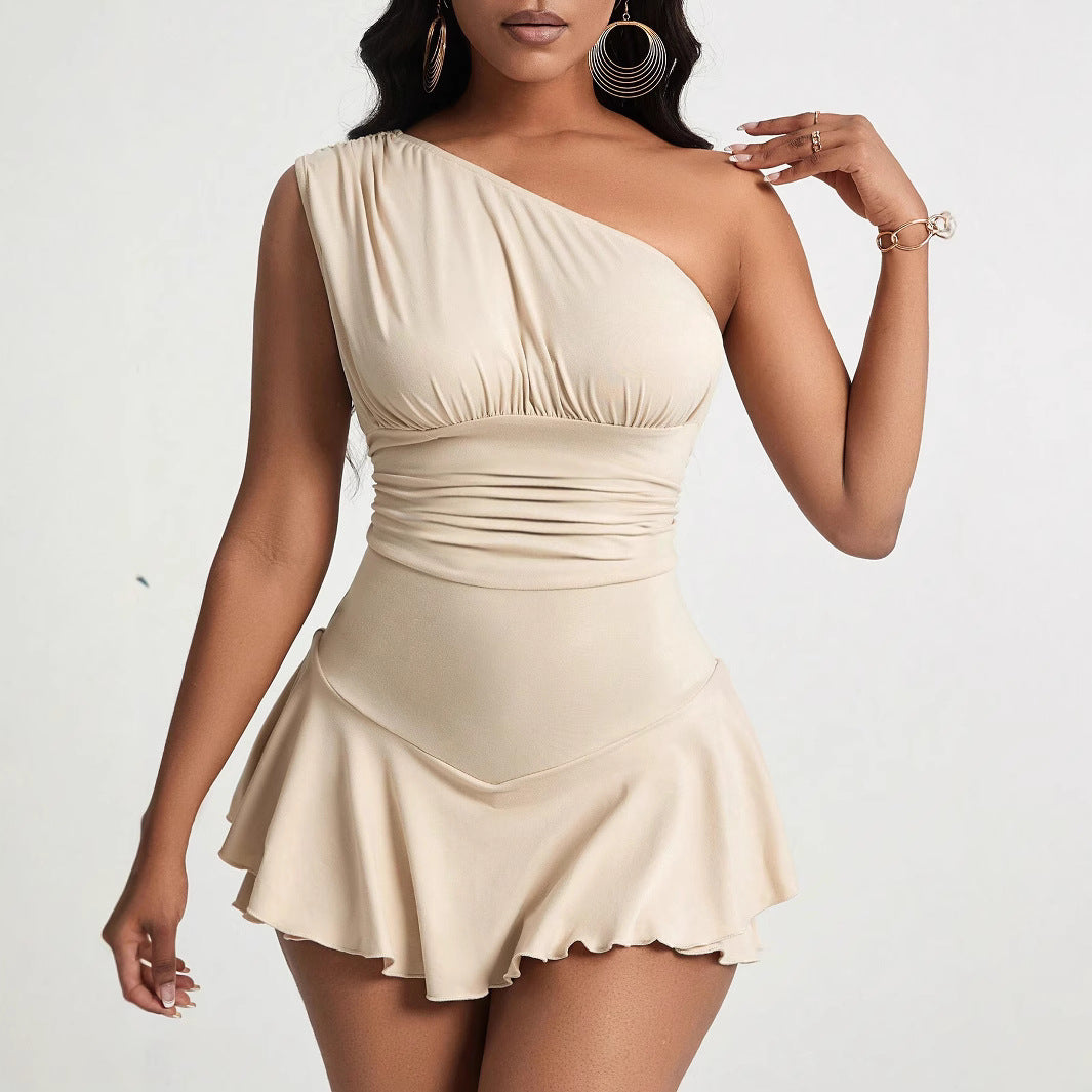 Damen asymmetrisches Minikleid mit Rüschendetails und figurschmeichelndem Design W&W Mode