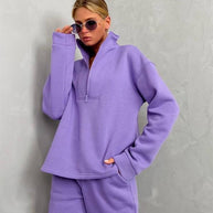 Damen Sportliche Pullover-Set mit hohem Kragen WW