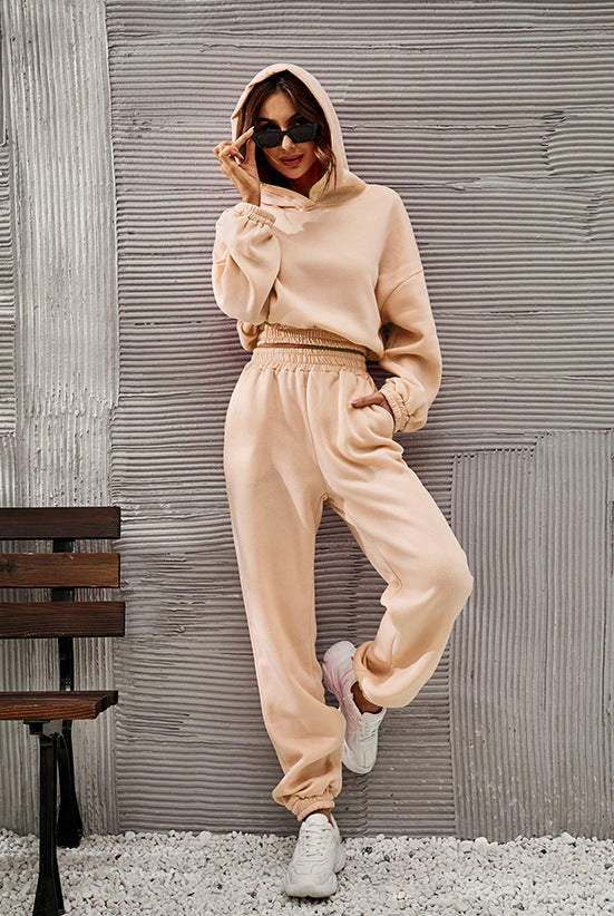 Damen bequeme Sweatpants mit Kapuze und Raffung WW