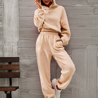 Damen bequeme Sweatpants mit Kapuze und Raffung WW