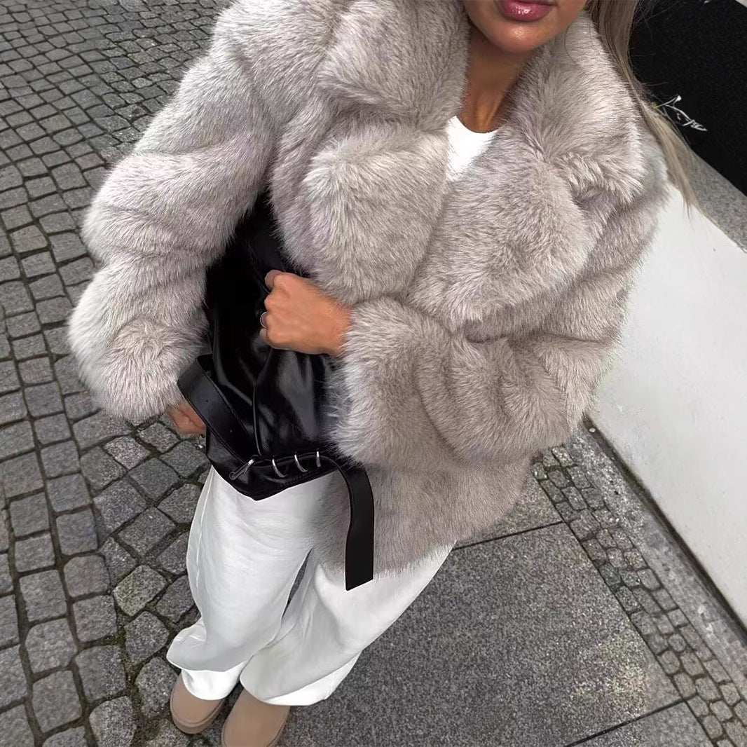 Damen Stilvoller Kunstfell-Shortjacke WW