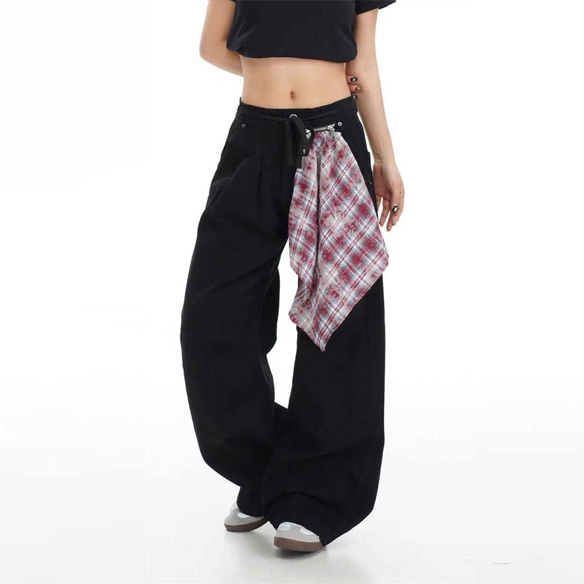 Damen Baggy Denim-Hose mit praktischem Tuch-Detail WW